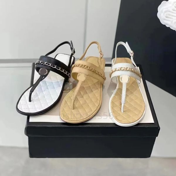 Sandali firmati di lusso Scarpe casual moda estiva Mule Channel Slide Sandali da ufficio in morbida pelle Gladiatore Scarpe da ballo da donna