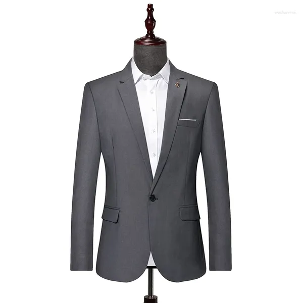 Herrenanzüge für Herren, formelle Jacke, langärmelig, koreanischer Slim-Fit-Anzug für Büro, Hochzeit, Gastgeber, Frack, ein Knopf