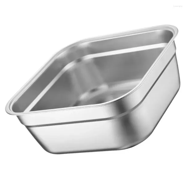 Dinnerware Define Bacia quadrada Cobertadores Presentes Buffet Server Dish Bowls Aço Coloquecedor De fundo liso de metal aço inoxidável Lavagem de vegetais de metal