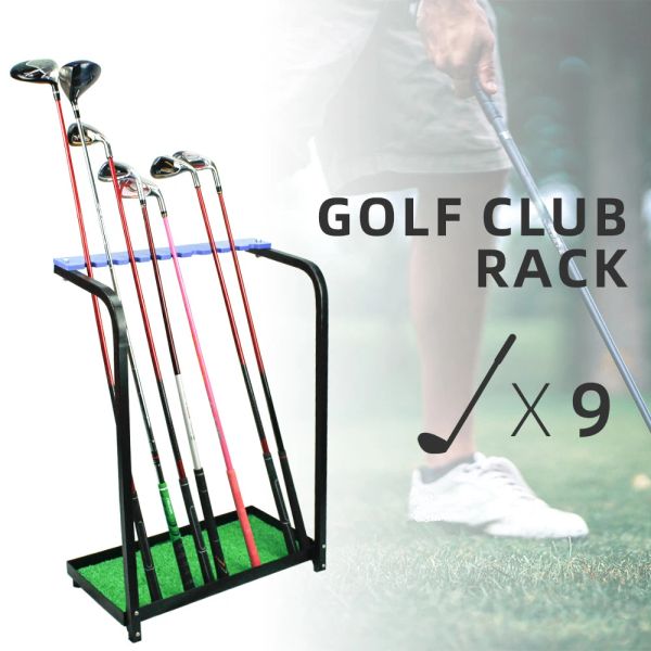 Aids Crestgolf Golf Club Display Stand Rack Durável Armazenamento de Metal 9 Clubes Golf Putter Prateleira Organizadores Treinamento Auxiliares