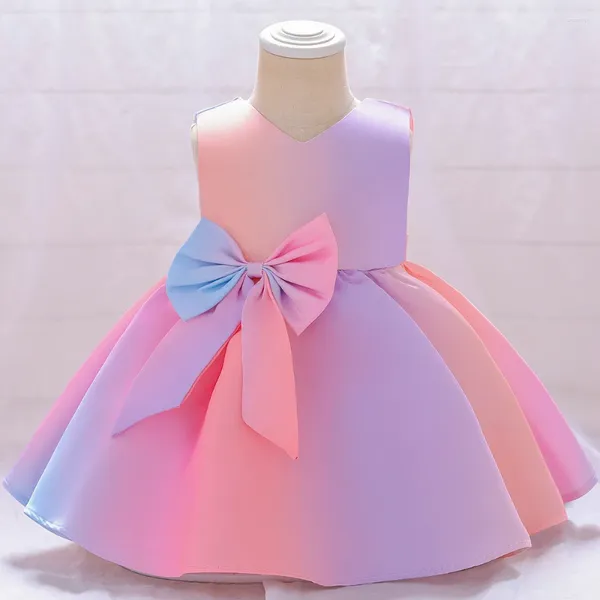 Kız Elbise Kızlar Leke Prenses Elbise Çocuklar İçin Zarif Düğün Doğum Günü Partisi Bowknot Prom Elbise Çocuklar Tül Mesh Tutu Noel Giysileri