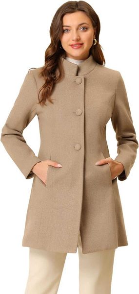 Allegra k Cappotto invernale da donna Cappotto monopetto con colletto rialzato medio-lungo Capispalla