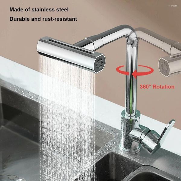 Rubinetti della cucina Rubinetto a cascata Miscelatore lavello da 1/2 pollice Rubinetto dell'acqua Quattro modalità di flusso Rotazione di 360 gradi Tubo di ingresso da 60 cm per