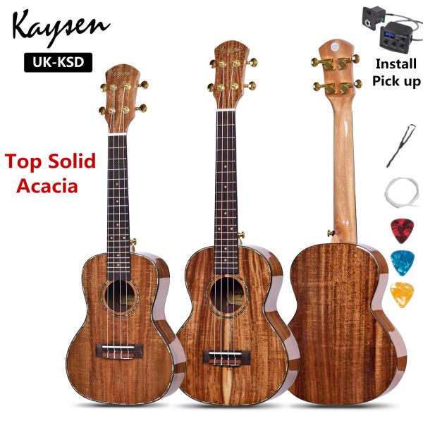 Chitarra Ukulele Top Solid Acacia 23 26 pollici Concerto tenore Highgloss Mini chitarra elettrica acustica 4 corde Ukulele Guitarra