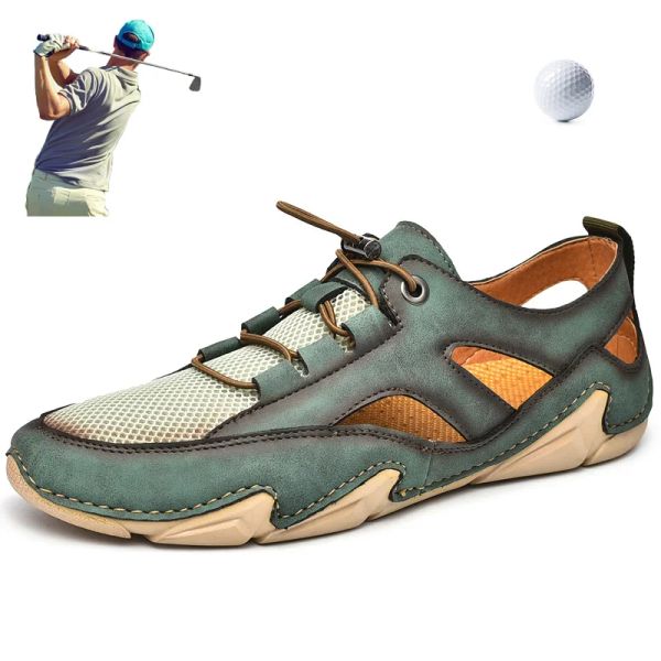 Sapatos Esportes de golfe para homens verão respiráveis tênis de lazer esportes grandes tamanhos grandes 3847 homem homem a camisa de grama ao ar livre sapatos de negócios