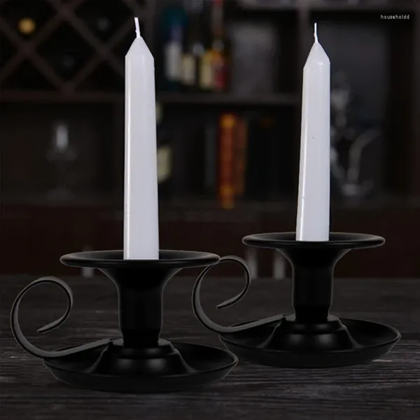 Mum Tutucular Konik Çubuk Tutucu Retro Demir Basit Siyah Candlestick Parti masası için mum ışığı standı ev dekor