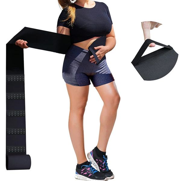 Avvolgere la benda strappata con gancio Chiusura salda Anello dimagrante Cintura lunga Torse Tape Vita Trainer Sauna Allenamento Guaina Corsetto 240314