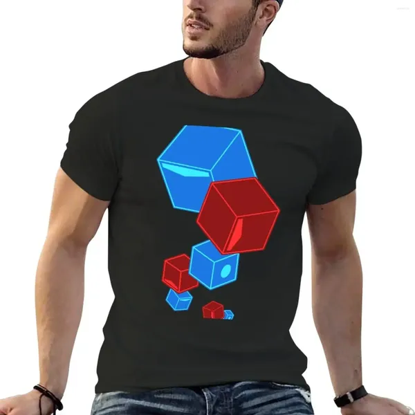 Polos masculinos Beat Saber - Floatin' Blocks SOLID Black V2 Camiseta Oversized Boys Animal Print Camisetas pesadas para homens