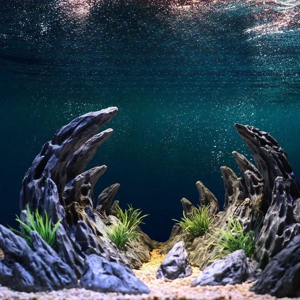 Canyon Scenery Fish Tank Simulazione Seiryu Stone Landcape Rockery Decorazione Artiglio Piccoli ornamenti Acquario Valley Resina 240307