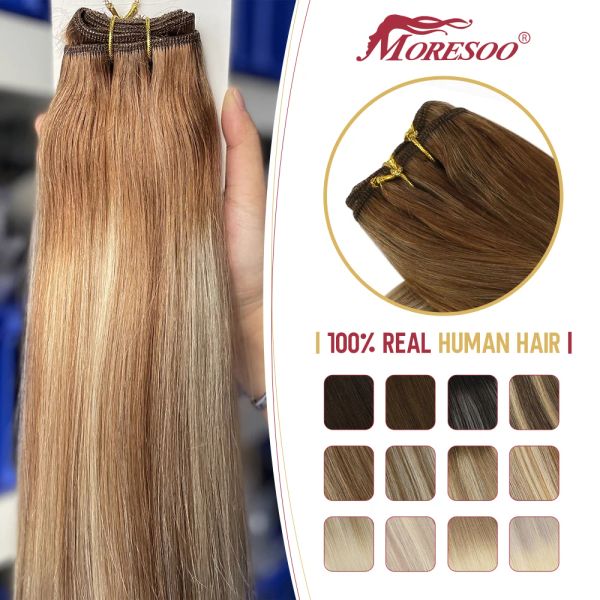 Schuss Moresoo menschliches Haar Bundles Ombre nähen in Erweiterungen Remy Brasilianisches Haar natürliches glatt 100 g Haar für Frauen 100% reales menschliches Haar