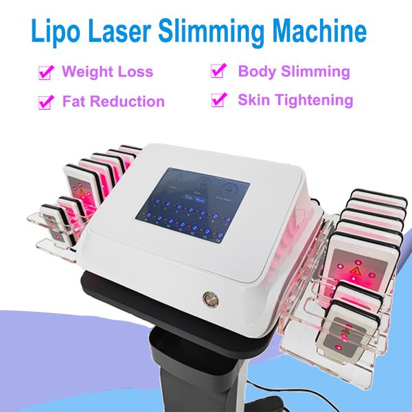 Macchina dimagrante Laser Pelle rassodante Riduzione del grasso Nuovo lipolaser Perdita di peso Corpo Firm Apparecchiatura laser a diodi con 14 cuscinetti Uso domestico del salone