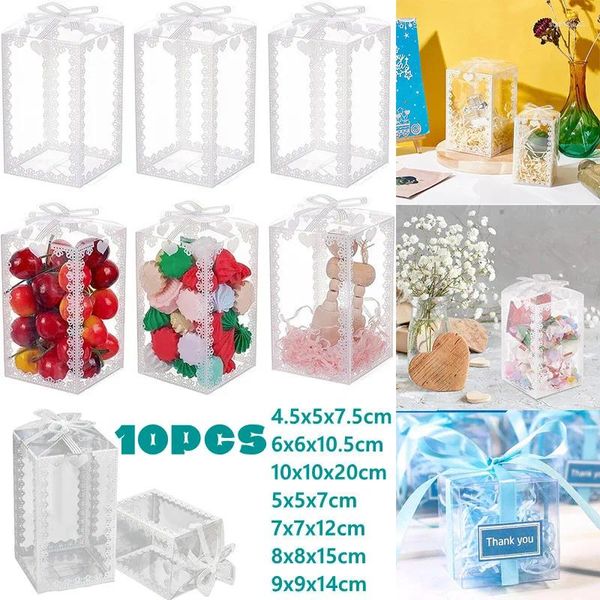 Geschenkpapier, 10 Stück, durchsichtige PVC-Box, Verpackung für Hochzeit/Weihnachten, Kuchenverpackung, Pralinenschachteln, Apple-Event, transparent