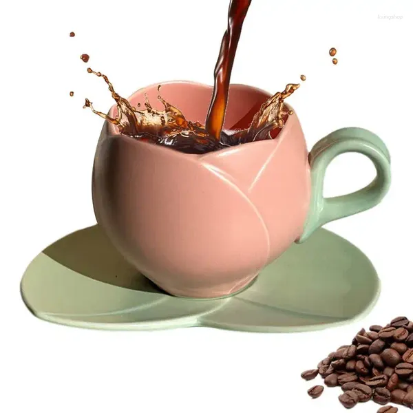 Canecas Bonito criativo cerâmica xícara de café caneca conjuntos de chá design moderno forma de flor para chocolate com