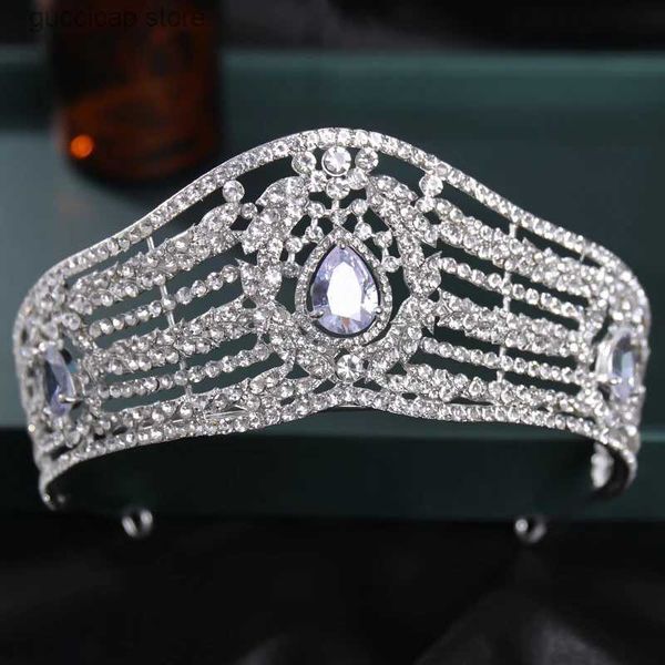 Diademi abito da sposa accessori per capelli popolari corona in zircone Corona retrò barocca argento cerchio per capelli in lega di diamanti accessorio per capelli di compleanno Y240319