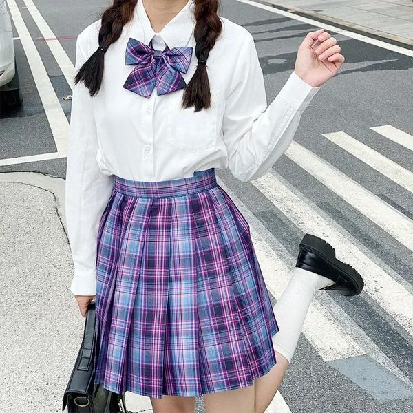 Conjunto de estudante seifuku para manga longa cintura coreana menina escola cosplay uniforme japonês roupa plissada sexy completa alta 240315