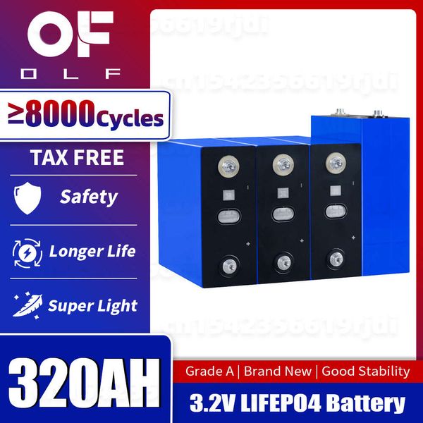 Yeni 8000 Döngü 3.2V 320AH Lifepo4 Prizmatik Hücreler DIY 12V 24V Güneş Yüksek Kaliteli LifePO4 hücreleri için A Şarj Edilebilir Pil Sınıf