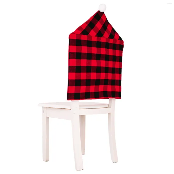 Party Dekoration Rot Schwarz Plaid Esszimmerstuhl Abdeckung Weihnachten Stühle Fall Hochzeit El Bankett Zimmer Weihnachten Home