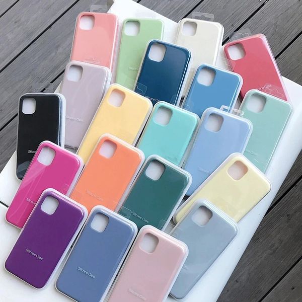 Capa de silicone original de luxo para apple iphone 11 13 12 14 15 pro max 14 15 plus casos oficiais à prova de choque capa traseira não logotipo