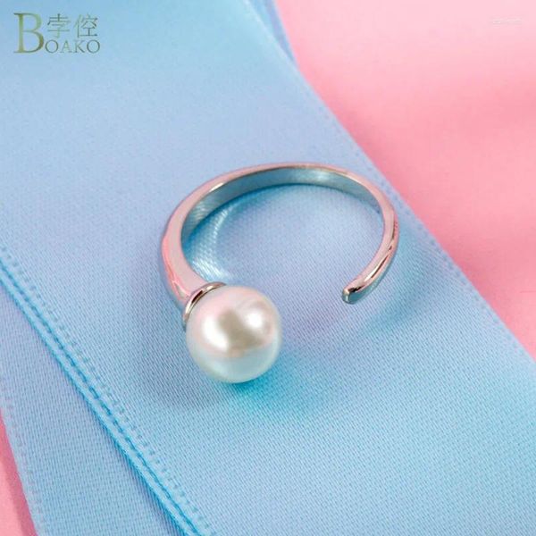 С боковыми камнями BOAKO Пластиковые бусины Открытые кольца для женщин Регулируемые модные украшения Обручальные кольца Обручальное кольцо Bagues Pour Femme Finger