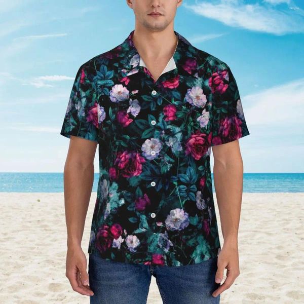 Herren-Freizeithemden, RPE-Hemd mit Blumendruck, abstrakte Kunst, lockere hawaiianische Herren-Kurzarm-Strandatmungsaktive Grafik-Oversize-Blusen