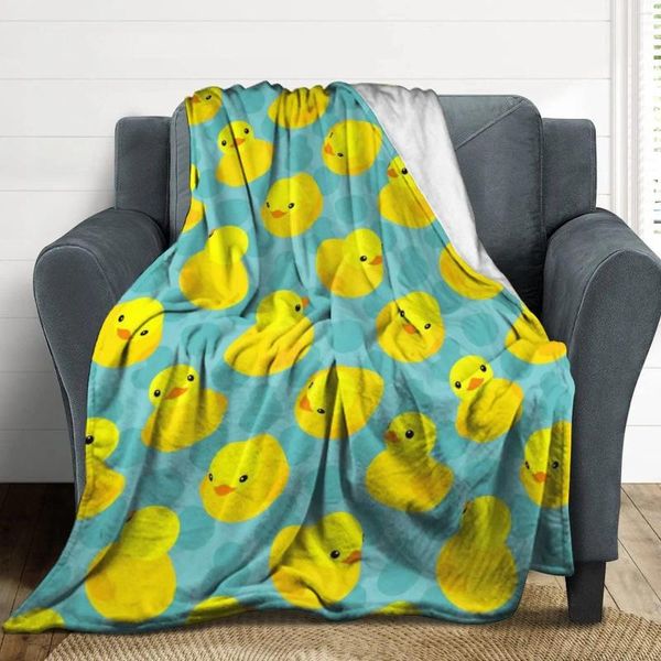 Cobertores bonito pato de borracha lance cobertor ultra macio quente todos os patos dos desenhos animados decorativo para cama cadeira carro sofá temporada amarelo