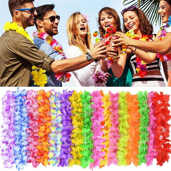 Decorazione per feste 5/10 pezzi Corona hawaiana Hawaii Leis Decorazioni tropicali estive Fiori artificiali Ghirlanda Collana Matrimonio Compleanno Decor