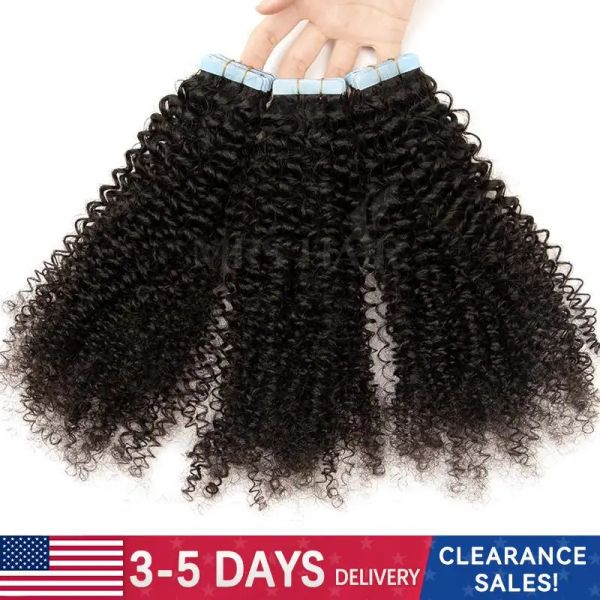 Extensions 12 14 16 Zoll Kinky Curly Tape In Haarverlängerungen Echthaar Afro Curly Skin Weft Double Side Weft Bouncy 20 Stück/Packung 13 Packungen