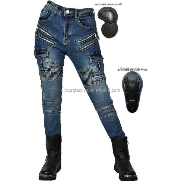 Pantaloni da motociclista da motociclista da donna Jeans da corsa Ginocchiere regolabili