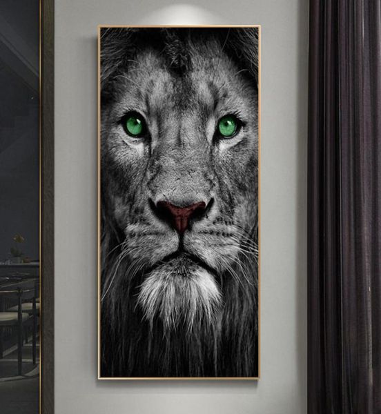 Green Eyes Lion Poster und Drucke, Tierkunst, Leinwandgemälde, Druck, Wandkunst, Bild für Wohnzimmer, Heimdekoration, Cuadros, ohne Rahmen 2578128