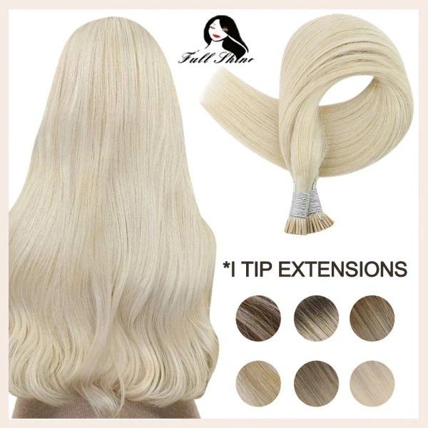 Extensions Full Shine I Tip Echthaarverlängerungen 50 Gramm Stick Tip Keratin Remy Echthaar Vorgebundenes weiches glattes Haar für Frauen