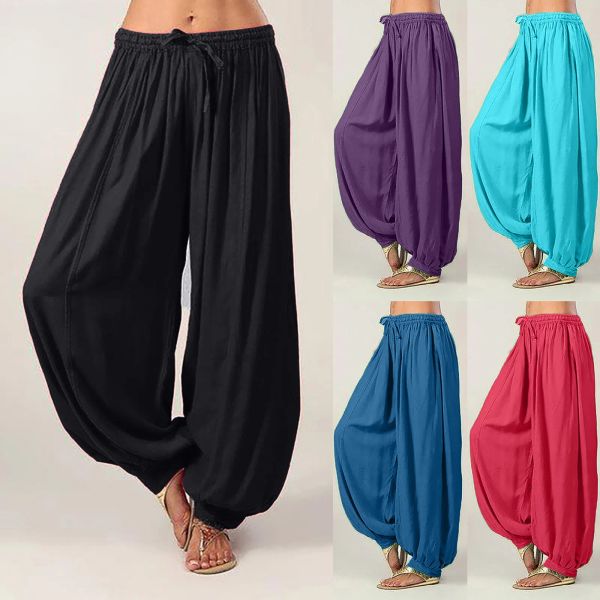 Roupa de moda calças femininas plus size cor sólida casual solto harem calças calças de yoga calças femininas soltas confortáveis