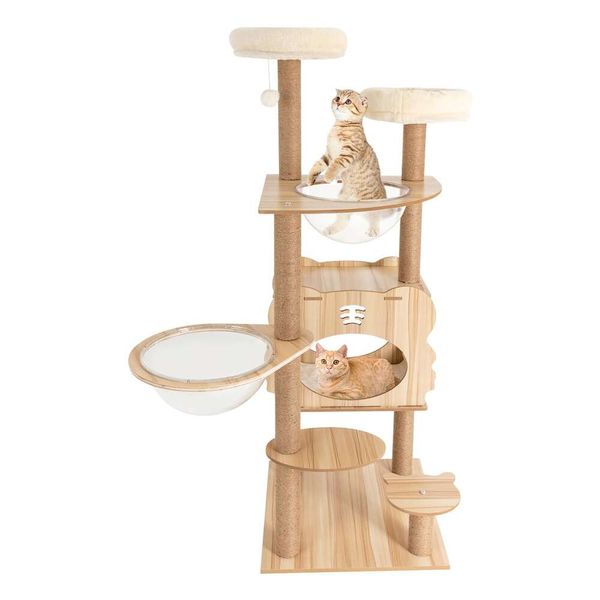 54in Tree - Multi -Level -Möbelaktivitätszentrum Kratzpfosten Stand Condo Funny Toys Katze Kletterturm mit Plüsch für Kätzchen Pet Play House