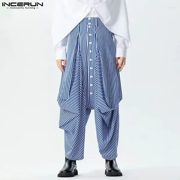 Мужские брюки INCERUN 2024, брюки в американском стиле, полосатые дизайнерские брюки, повседневные свободные удобные брюки для вечеринок, S-5XL