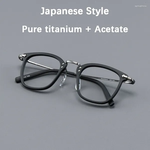 Sonnenbrille 2024 Japan Reines Titan Rechteckige Rahmen Brillen Mann Business Stil Acetat Quadratische Myopie Linsen Gläser