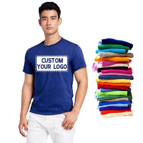 Оптовая пустая футболка Custom 100% хлопчатобумажная футболка логотип для мужонкой простые печать белая черная футболка