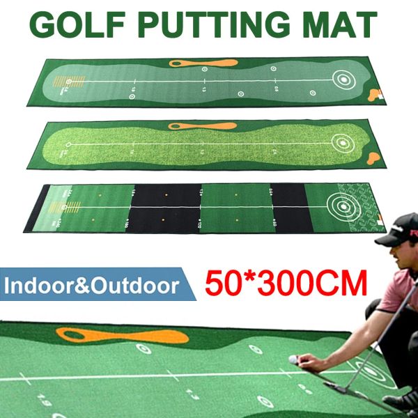 Aiuta la pratica del putting Tappeto antiscivolo Mini Golf Putting Training Mat Accessori spessi resistenti all'usura per interni ed esterni 118x20 pollici