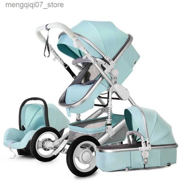 Carrinhos # alta paisagem carrinho de bebê 3 em 1 com assento de carro rosa carrinho de viagem de luxo assento de carro e carrinho de bebê 7 presentes l240319