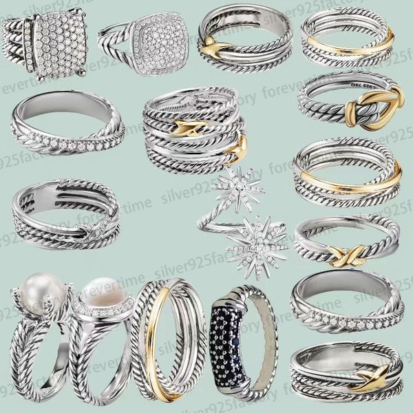 Novo anel DY de alta qualidade 1: 1 para mulheres, anéis de casamento, estação de noivado, coleção de cabos, vintage, étnico, argola, punk, designer dy, joias, presente de moda