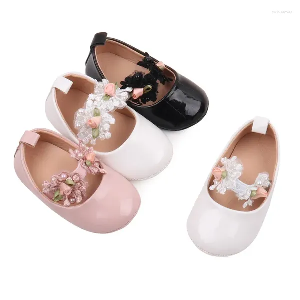 Scarpe da bambina per primi camminatori Suola antiscivolo in PU e TPR Bellissimo sandalo alla moda stile Mary Jane con fiori