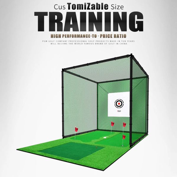 Aids Golf-Übungsnetzwerk 3 * 3 * 3 m Eisenrohr-Golf-Trainingskäfig Golf-Hit-Netz Indoor/Outdoor-Golftrainer Putting Green
