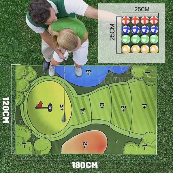 Aiuta il cuscinetto appiccicoso in flanella per il tempo libero Set di tappetini da gioco interattivi per golf Set da campeggio per turismo all'aperto Golf Genitore Bambino Sport Strike Pad