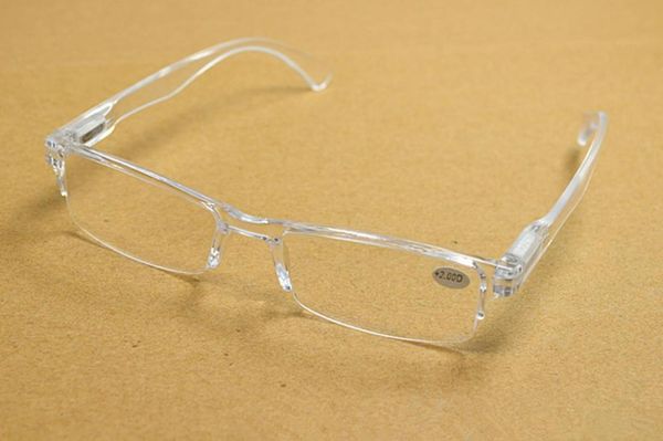 20 Teile/los Neue Retro Transparent Klar Ultraleicht Lesebrille Kunststoff Randlose Presbyopie Für Frauen Männer 9772073