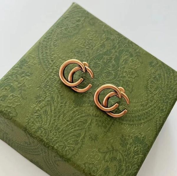 Brincos de letras clássicas com selos, brincos retrô de ouro 14k e 18k, designer para mulheres, festa de casamento, presente de aniversário, joias