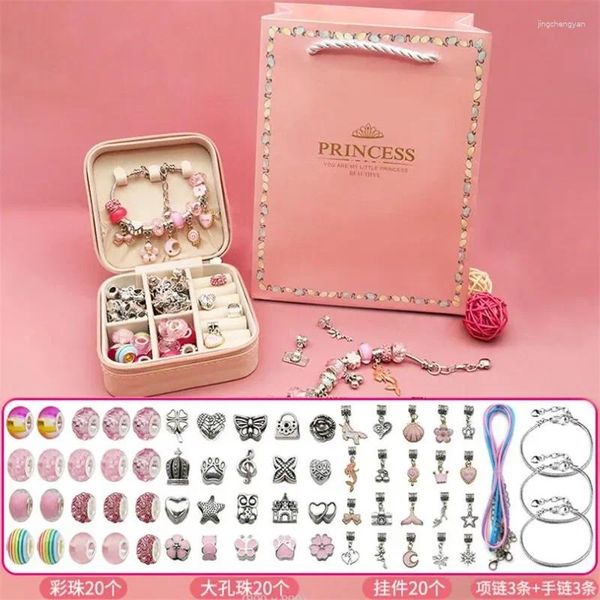 Strand 1 conjunto de jóias fazendo kit charme pulseira colar presente liga contas conjunto diy brinquedos para crianças pulseiras presentes aniversário meninas