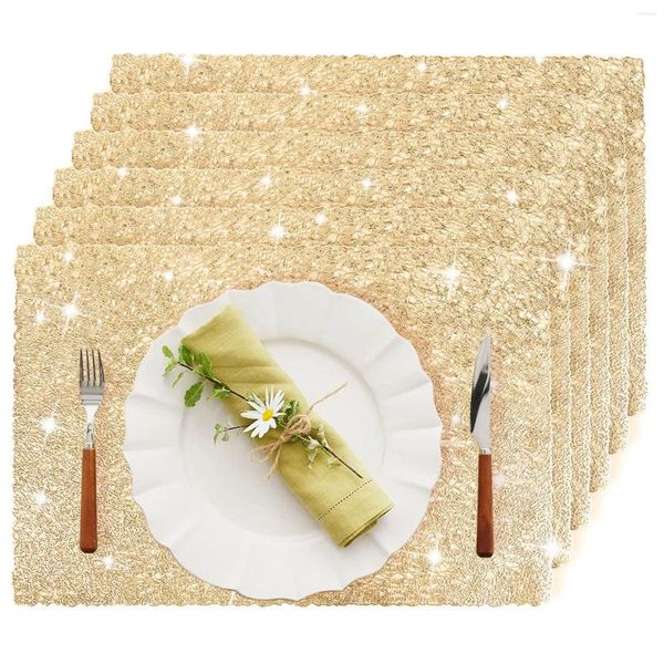 Configuração de pano de mesa para 4 4 unidades de pvc oco festa de casamento tapete ocidental toalha de mesa quadrada bandeja almofada dourada