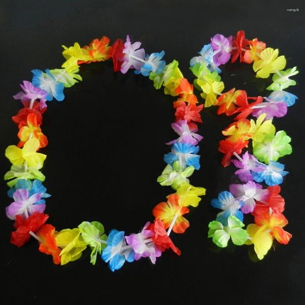 Decorazione per feste 4 pezzi/set ghirlanda hawaiana tropicale Hula Luau erba danza testa collo polso