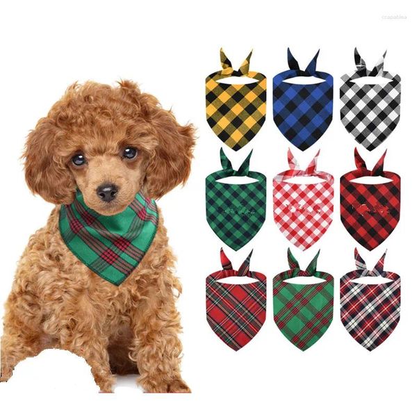 Abbigliamento per cani 50/100 pezzi Bandane scozzesi Sciarpa per animali domestici in cotone Bavaglini a triangolo lavabili per cani di taglia piccola, media e grande