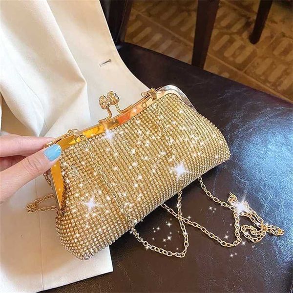 Borse a tracolla alla moda Borse firmate Borsa tote piccola con borchie di diamanti Portafoglio moda estiva Messenger Cena con catena a clip 240311