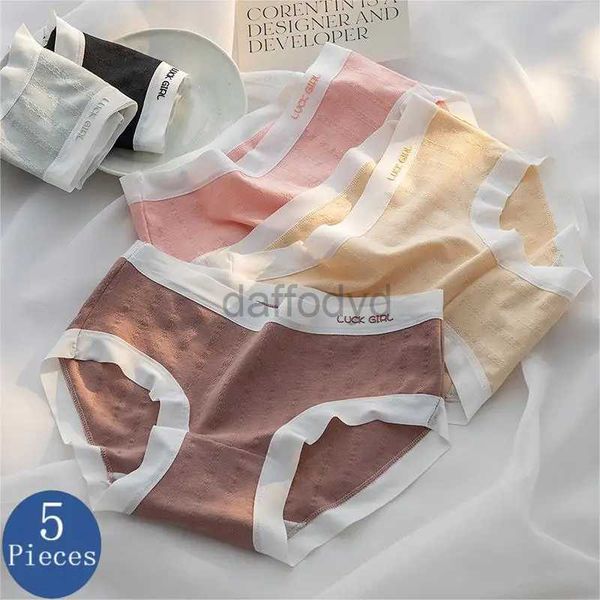 Calcinha feminina 5pcs estilo japonês mulheres calcinha de algodão macio feminino senhoras lingerie meados de cintura briefs sólido respirável roupa interior 24323