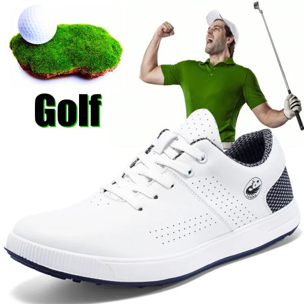 Sapatos novos sapatos masculinos de golfe masculino de couro impermeabilizado